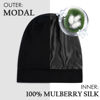 Picture of OLESILK Silk Bonnet for Men, 100% Mulberry Mens Bonnet, Dreadlock Cap for Curly Hair, Silk Hair Bonnet for Sleeping, Silk Hair Wrap for Sleeping, Black