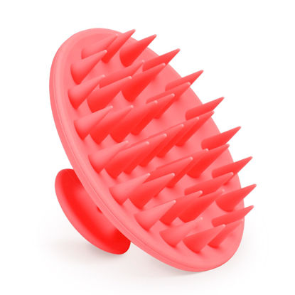 Picture of Meartchy Silicone Scalp Massager Shampoo Brush, Scalp Brush for Hair Growth & Dandruff Removal, Hair Scrubber Scalp Stimulator Exfoliator Brush with Soft Bristles for Wet Dry Scalp Care (Rose Red)
