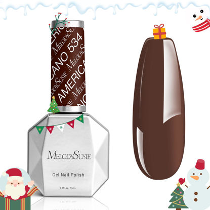 Picture of MelodySusie Thick Brown Gel Nail Polish,0.5fl oz Americano Brown Nails Soak Off UV LED Caramel Coffee Brown Gel Polish Gift for Women Nail Art Manicure Salon DIY Nail Design Decoration at Home-534