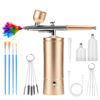 Picture of Airbrush-Kit Air Brush Kit With Air Compressor Nail Charms Wireless Air Brush for Barber, Nail Art, Cake Decor, Makeup, Model Painting (Golden)
