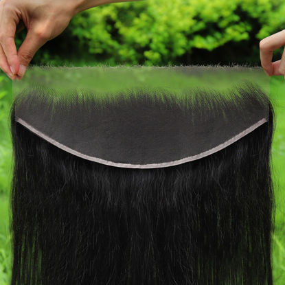 Picture of BEEOS 13x4 Skinlike Real HD Lace Frontal Only, 0.10mm Ultra-thin Invisible Swiss Lace Vivid Clean Pre Plucked Hairline Straight Virgin Human Hair Frontal 20 Inch