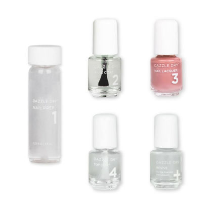 Picture of Dazzle Dry Mini Kit 4 Step System - Less is Mauve, a full coverage light, blushing mauve. (5 Piece Kit / 5 Manicures)