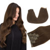 Picture of DOORES Clip in Hair Extensions, Chocolate Brown 16 Inch 110g 7pcs, Hair Extensions Seamless Clip in Extensions Remy Human Hair Straight Clip in Hair Extensions Natural Hair Invisi Edge Hair Extensions