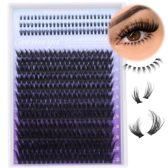 Picture of 10-20mm Fluffy Lash Clusters with Manga Bottom Lashes Extension Wispy Cluster Eyelash Extensions D Curl Individual Lashes Volume DIY Eyelashes by Geeneiya