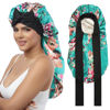 Picture of AWAYTR Long Satin Bonnet for Women - Double Layer Elastic Silk Bonnet for Braids Hair Sleeping Cap with Tie Band (Flower A)