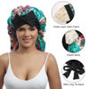 Picture of AWAYTR Long Satin Bonnet for Women - Double Layer Elastic Silk Bonnet for Braids Hair Sleeping Cap with Tie Band (Flower A)