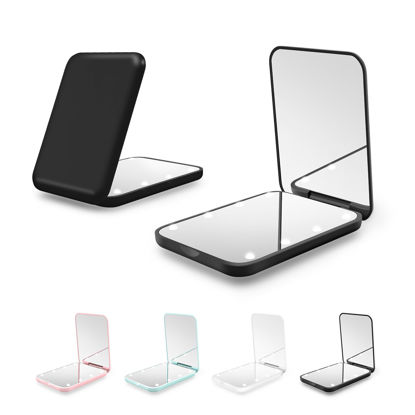 Picture of Kakuje Compact Mirror, 1X/3X Magnification LED Pocket Mirror with Nternal BIattery, Mini Mirror for Purse, Pocket,Travel and Present (Black)