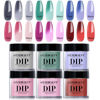 Picture of AZUREBEAUTY Color Changing Dip Powder Nail Set, Blue Green Pink Red Grey Trend Ombre Cold Warm Temperature Mood French Nail Art Manicure DIY Salon Gifts, No Need Nail Lamp Cured 6 PCS