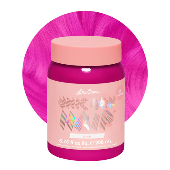 Picture of Lime Crime Full Coverage Unicorn Hair Dye, Juicy - Damage-Free Semi-Permanent Hair Color Conditions & Moisturizes - Temporary Hair Tint Kit Has A Sugary Citrus Vanilla Scent - Vegan