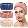 Picture of Chuangdi 3 Pieces Spa Headband for Women Facial Makeup Headband Soft Terry Cloth Hairband for Washing Face Mask Spa Shower Gifts(Dark Pink, Dark Blue, Milky-White)