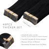 Picture of WENNALIFE Tape in Hair Extensions Human Hair, 40pcs 120g 26 inch Ombre Jet Black to Burgundy Hair Extensions Real Human Hair Straight Tape in Extensions Reusable Invisible Human Hair Extensions