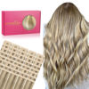 Picture of WENNALIFE Tape in Hair Extensions Human Hair, 40pcs 100g 20 inch Ash Brown Highlighted Golden Blonde Hair Extensions Real Human Hair Straight Tape in Extensions Invisible Human Hair Extensions