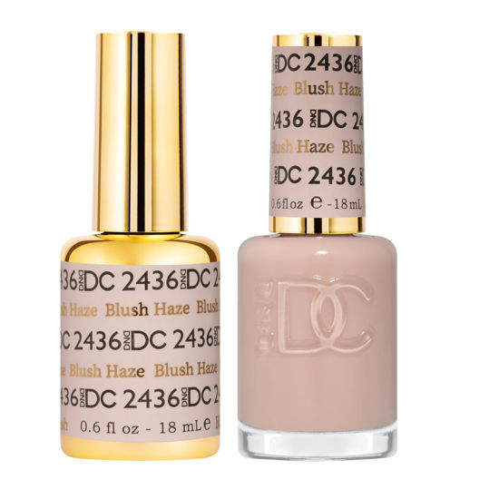 Picture of DND DC Gel Polish Set, Sheer Collection, UV/LED Gel Polish and Air Dry Nail Lacquer, Matching Chip-Free Polish Duo, 2436 Blush Haze, 0.5 Fl Oz