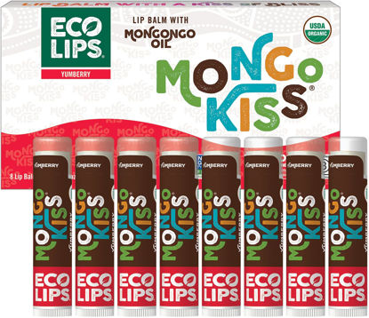 Picture of Mongo Kiss USDA Organic Lip Balm Set 8-pack (0.15 oz. each) with Mongongo Oil & Cocoa Butter to Moisturize Chapped Lips | Made in USA by Eco Lips - Yumberry