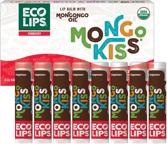 Picture of Mongo Kiss USDA Organic Lip Balm Set 8-pack (0.15 oz. each) with Mongongo Oil & Cocoa Butter to Moisturize Chapped Lips | Made in USA by Eco Lips - Yumberry