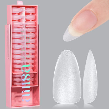 Picture of AILLSA Almond Nail Tips 450pcs Soft Gel Full Cover Nail Tips Matte Pre-shaped Press On False Extension Gelly Nail Tips for Acrylic Nails Professional, 15 Sizes Medium Nail Tips for Beginners