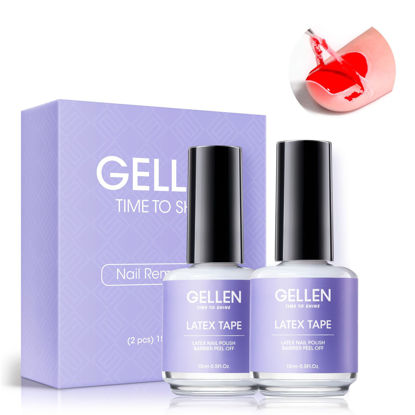 Picture of Gellen Gel Polish Remover Latex Tape for Nails, Fast Drying Liquid Latex Nail Polish Barrier Peel off Latex Tape Gel Remover Kit Cuticle Guard for Nail Art Liquid Latex Barrier Protector