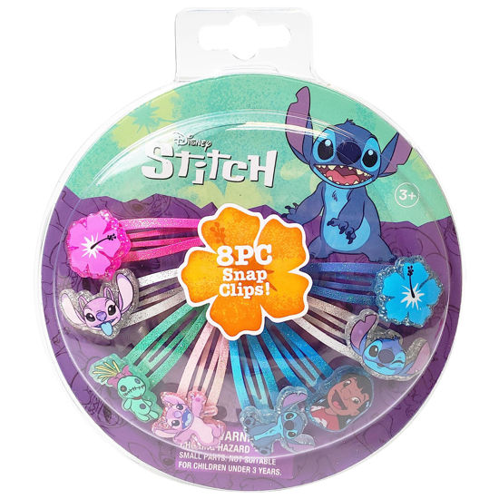 Picture of Disney Stitch Kids Hair Clips for Girls Snap Clips 8 Pack Multi Color Ages 3+