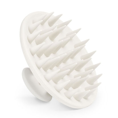 Picture of Meartchy Silicone Scalp Massager Shampoo Brush, Scalp Brush for Hair Growth & Dandruff Removal, Hair Scrubber Scalp Stimulator Exfoliator Brush with Soft Bristles for Wet Dry Scalp Care (White)