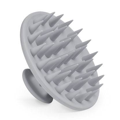 Picture of Meartchy Silicone Scalp Massager Shampoo Brush, Scalp Brush for Hair Growth & Dandruff Removal, Hair Scrubber Scalp Stimulator Exfoliator Brush with Soft Bristles for Wet Dry Scalp Care (Grey)