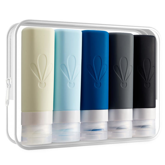 Picture of INSFIT Travel Bottles for Toiletries, TSA Approved 3oz Travel Size Containers, BPA Free Leak Proof Squeezable Silicone Tubes for Shampoo Conditioner Lotion Soap with Labels