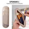 Picture of AGIKET Silicone Makeup Brush Holder Travel Cosmetic Bag：Soft Portable Cosmetic Face Brushes Holder with Upgrade Anti-Fall Out Magnetic Closure, Large Travel Makeup Brush Case - Walnut