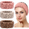 Picture of Chuangdi 3 Pieces Spa Headband for Women Facial Makeup Headband Soft Terry Cloth Hairband for Washing Face Mask Spa Shower Gifts(Pink, Gray, Dark Brown)