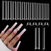 Picture of UNA GELLA 504PCS Tapered Square Nail Tips XXXL No C Curve Extra Long Straight Clear Nail Tips Half Cover 12 Sizes Gel Fake False Nails Press on for Nail Extensions Professional Nail Art Use
