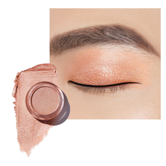 Picture of Oulac Nude Gold Cream Eyeshadow also for Highlighter Highly Pigmented Eye Shadow Waterproof&Long Lasting with Moisturizing Formula Blendable Shimmer Eye Make-up,Vegan & Cruelty-Free, 6g O10