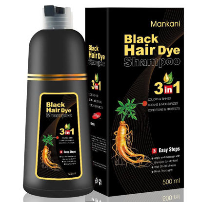 Picture of Mankani Black Hair Dye Shampoo/Hair Coloring Shampoo 3 in 1 Gray Hair Coverage for Women&Men Mild Formula Instant Magic Minutes Hair Color Shampoo (17.6 Fl Oz 500ml)