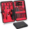 Picture of ZIZZON Manicure Set 18 in 1 Professional Pedicure Set Nail scissors Grooming Kit with Leather Travel Case (Black/Red)