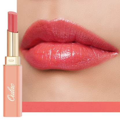 Picture of Oulac Coral Peach Red Lipstick for Women - Moisturizing Lip Stick Red, Glossy Tinted Lip Balm, Sheer Shine Juicy Finish, Lightweight and Hydrating Formula for Dry Lip Care, Vegan 2.2g/0.07oz (04)