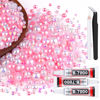 Picture of 80g Flatback Pearls and Rhinestones for Crafting, Pink White 3-10mm Resin Rhinestones and Half Pearls for Bedazzling, Nail Art and Dec with 3pcs 10ml B7000 Jewelry Glue, Tweezer and Pickup Pencil