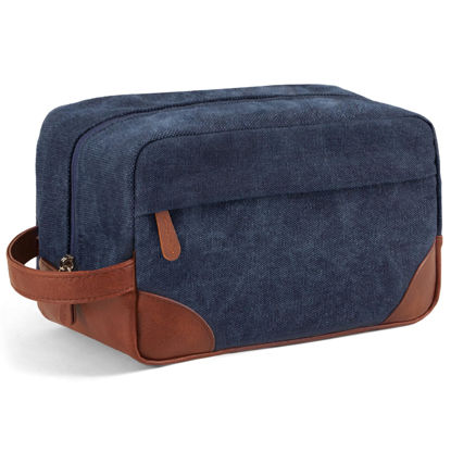 Picture of Vorspack Large Toiletry Bag Hanging Dopp Kit for Men Water Resistant Canvas Shaving Bag with Large Capacity for Travel - Navy Blue