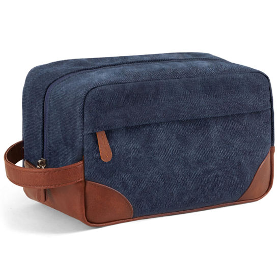 Picture of Vorspack Large Toiletry Bag Hanging Dopp Kit for Men Water Resistant Canvas Shaving Bag with Large Capacity for Travel - Navy Blue