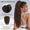 Picture of ORSUNCER Ponytail Extension Claw 26" Curly Pony Tail Clip in Claw Hair Extensions Fluffy Natural Looking Synthetic Hairpiece for Women Dark Brown