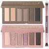 Picture of SUSIKEKI 2PCS 6 Colors Mini Naked Eyeshadow Palette Makeup with Brush Set Neutral Nude Eye Shadow Pink & Brown Matte Shimmer Make Up Pallet with Mirror Highly Pigmented Travel Size Gift Kit