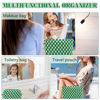 Picture of ZLFSRQ 2Pcs Checkered Makeup Bag for Women Large Cosmetic Bag Set Travel Toiletry Bag Makeup Pouch Bag for Purse Green Zipper Storage Bag Organizer Cute Small Aesthetic Girls Car Essentials Bag