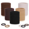 Picture of Pimoys 100 Pcs Elastic Hair Ties, Thick Seamless Hair Bands No Damage Soft Ponytail Holders Hair Accessories for Girls Women, Neutral