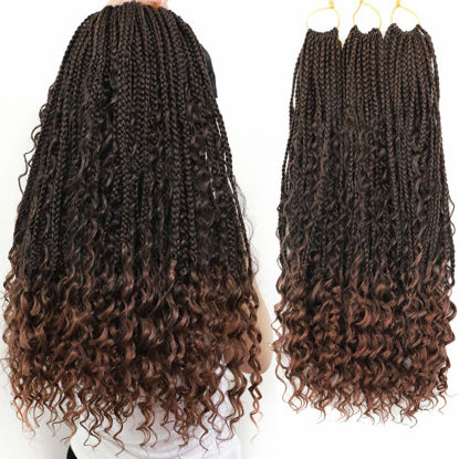 Picture of 20Inch Crochet Box Braids- Boho Box Braids Crochet Braids Hair Bohomian Box Braid Crochet Hair Synthetic Braiding Hair 7Packs Goddess Box Braids Crochet Hair for black women (20 Inch, 1B/30)…