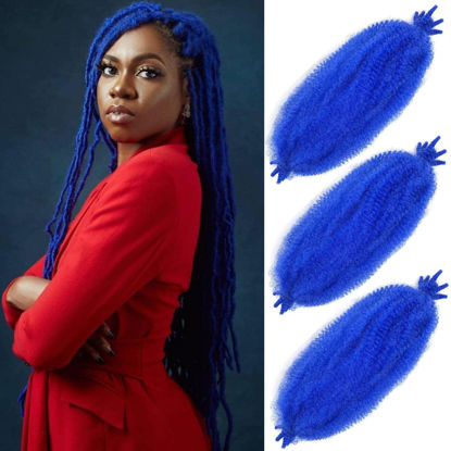 Picture of Afro Twist Hair 18 Inch 3 Packs, Springy Afro Twist Hair Pre Fluffed Spring Twist Hair Pre Separated Wrapping Hair for Soft Locs Hair Extensions (18 Inch (Pack of 3), Blue#)