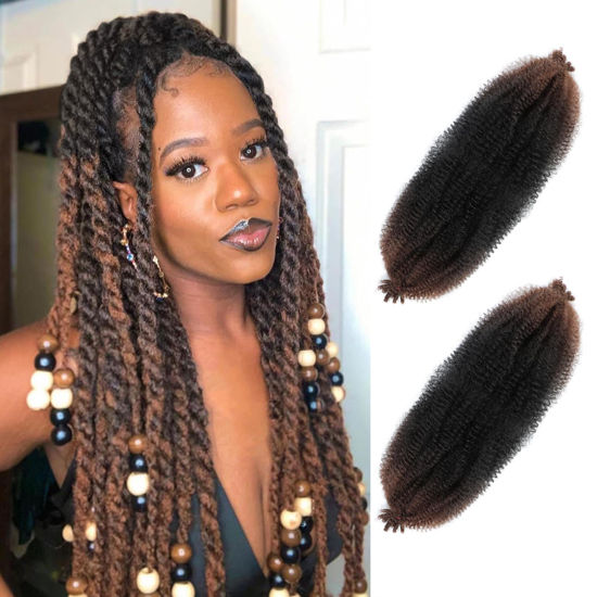 Picture of Afro Twist Hair 30 Inch 2 Packs, Springy Afro Twist Hair Pre Fluffed Spring Twist Hair Pre Separated Wrapping Hair for Soft Locs Hair Extensions (30 Inch (Pack of 2), 1B/30#)