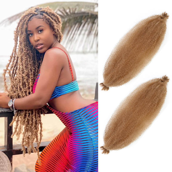 Picture of Springy Afro Twist Hair 30 Inch 2 Packs, Afro Twist Hair Pre Fluffed Spring Twist Hair Pre Separated Wrapping Hair for Soft Locs Hair Extensions (30 Inch (Pack of 2), 27#)