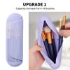 Picture of AGIKET Silicone Makeup Brush Holder Travel Cosmetic Bag：Soft Portable Cosmetic Face Brushes Holder with Upgrade Anti-Fall Out Magnetic Closure, Large Travel Makeup Brush Case - Lavender