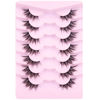Picture of Half Lashes Fox Eye Faux Mink Lashes Fluffy Wispy Eyelashes Cat Eye 20mm Fake Lashes Spiky Strip Eyelashes Pack 7 Pairs
