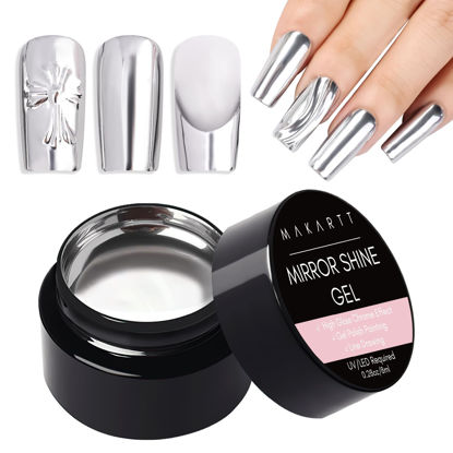 Picture of Makartt 8ml Mirror Shine Gel Metallic Silver Gel UV/LED Gel Metal Painting Gel Drawing Mirror Nail gel for Nail Art Designs
