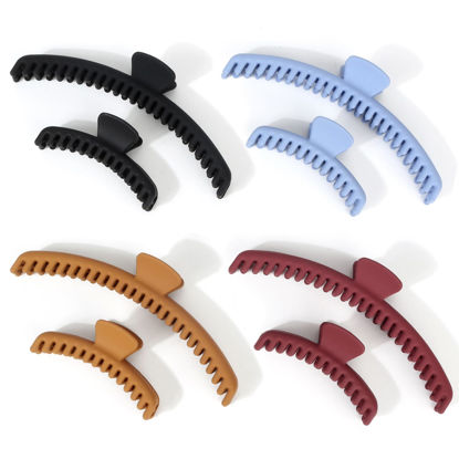 Picture of Hold Everything Hair Claw Clip for Thick and Thin Hair Big Hair Barrettes for Women and Girls Straight Wavy and Curly Hair Strong Hold Claw Clip With 52 teeth Banana Clips (4-Color&2-size)