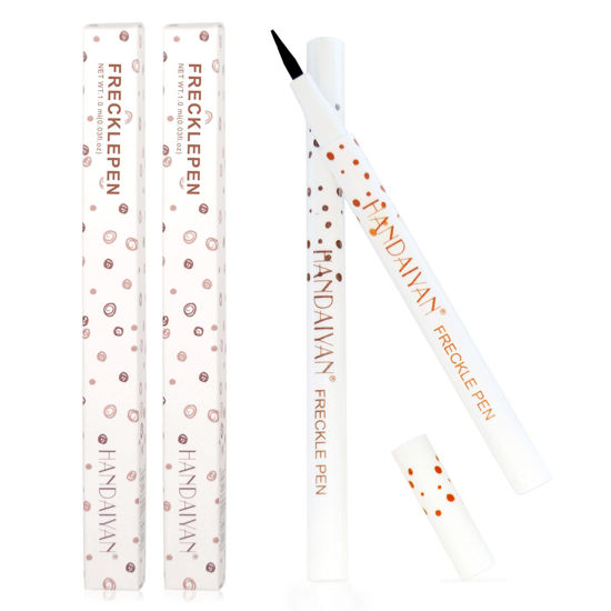 Picture of Freckle Pen 4 Colors Available, Natural Lifelike Freckle Makeup Pen, Waterproof Long Lasting Quick Dry - Light Brown, Natural Coffee, Chestnut, Dark Brown (2Pack) (3-Chestnut + 4-Dark Brown)