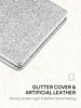 Picture of OMIRO Compact Mirror, Glitter PU Leather 1X/3X Magnification, Ultra Portable for Purses, 2.4" W x 3.4" L (Silver)