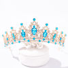 Picture of FORSEVEN Crystal Tiaras for Women, Wedding Tiaras and Crowns for Women Tiaras for Girls Birthday Party Princess Crown Hair Accessories Bride Rhinestone Headbands (Gold+Lake Blue)